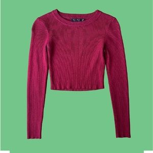 Deep Red Longsleeve Crop Top